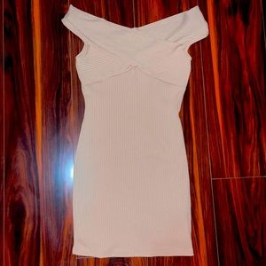 Off the Shoulder Dress - Tan/Nude